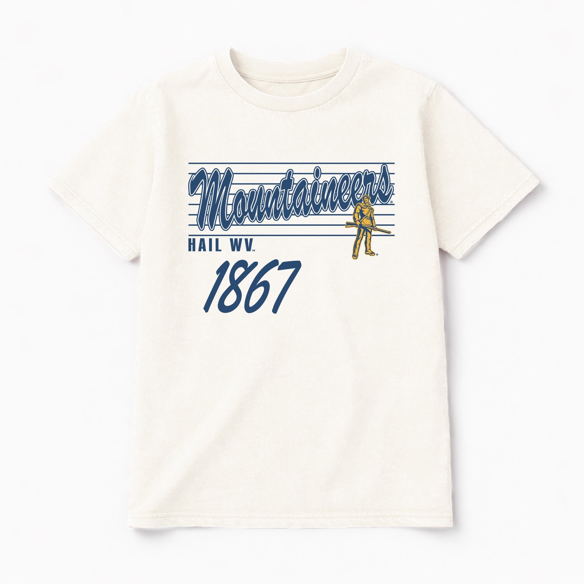 WEST VIRGINIA MOUNTAINEERS OLD SCHOOL CLASSIC FIT COTTON BLEND CREWNECK TEE