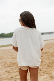 PERCY RELAXED FIT WOVEN V-NECK BLOUSE IN WHITE