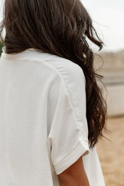 PERCY RELAXED FIT WOVEN V-NECK BLOUSE IN WHITE