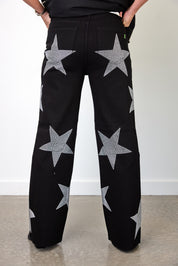 STARGAZER RHINESTONE EMBELLISHED WIDE LEG JEANS