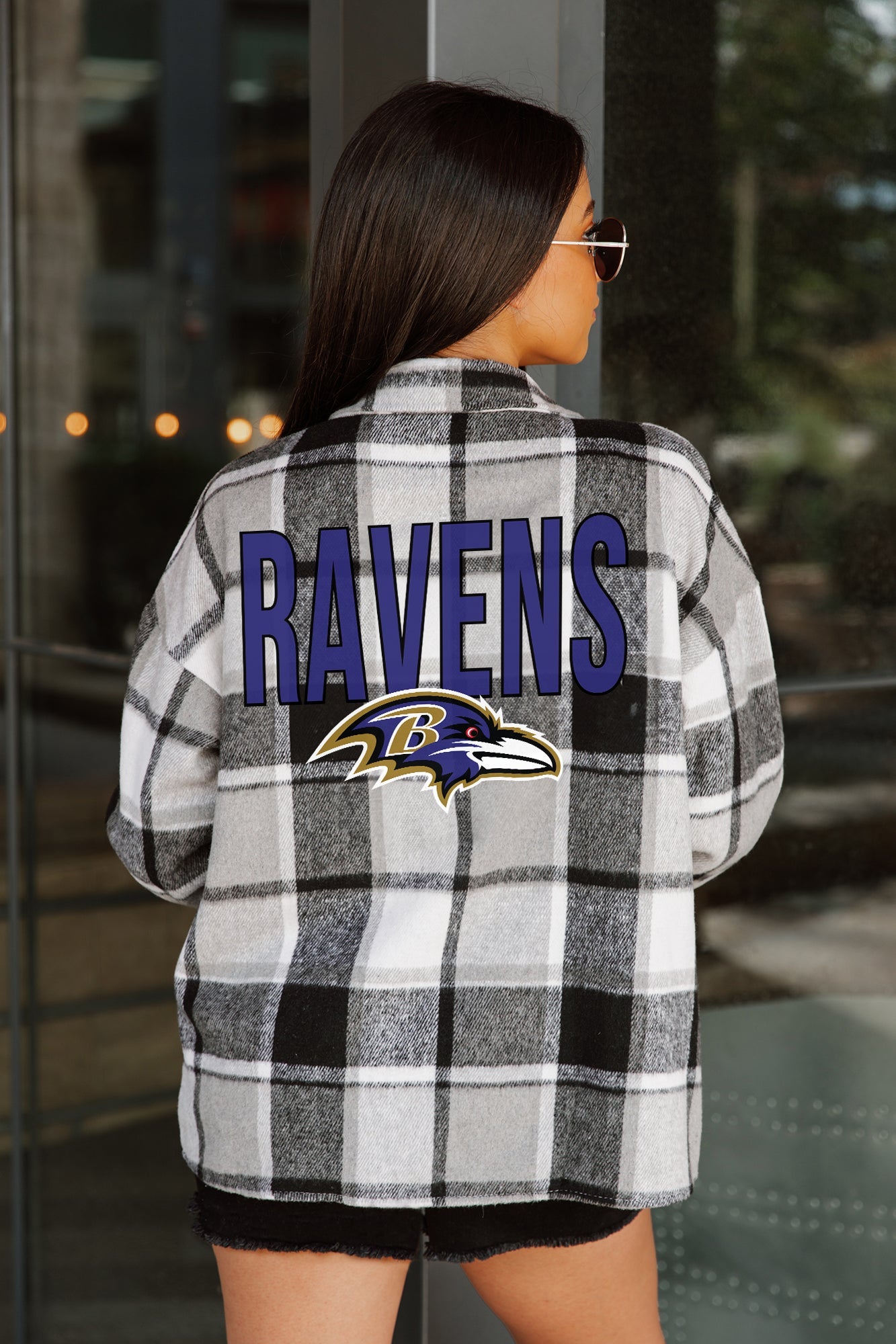 BALTIMORE RAVENS FIELDSIDE FUN JENKINS PLAID OVERSHIRT