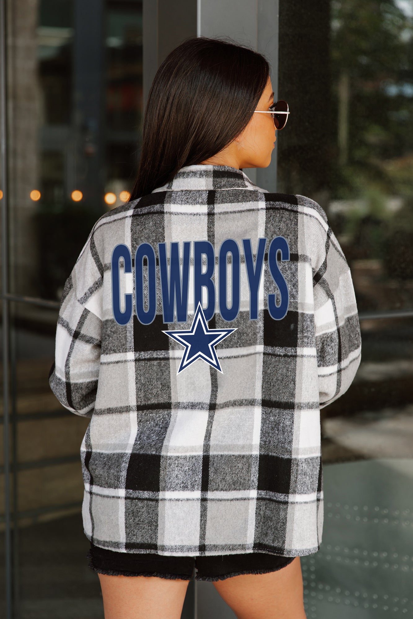 DALLAS COWBOYS FIELDSIDE FUN JENKINS PLAID OVERSHIRT