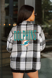 MIAMI DOLPHINS FIELDSIDE FUN JENKINS PLAID OVERSHIRT
