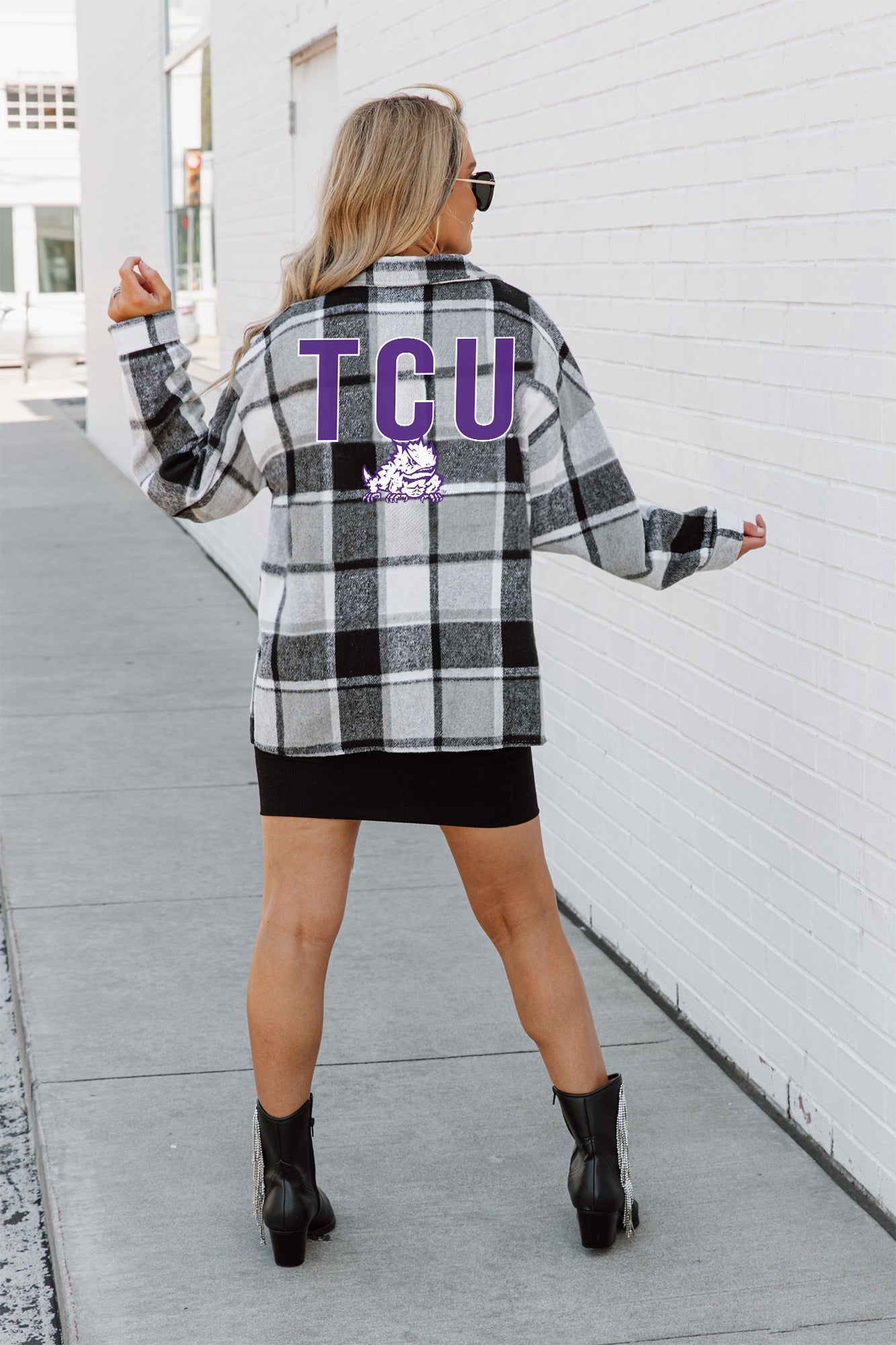 TCU HORNED FROGS MAD FOR PLAID JENKINS PLAID OVERSHIRT