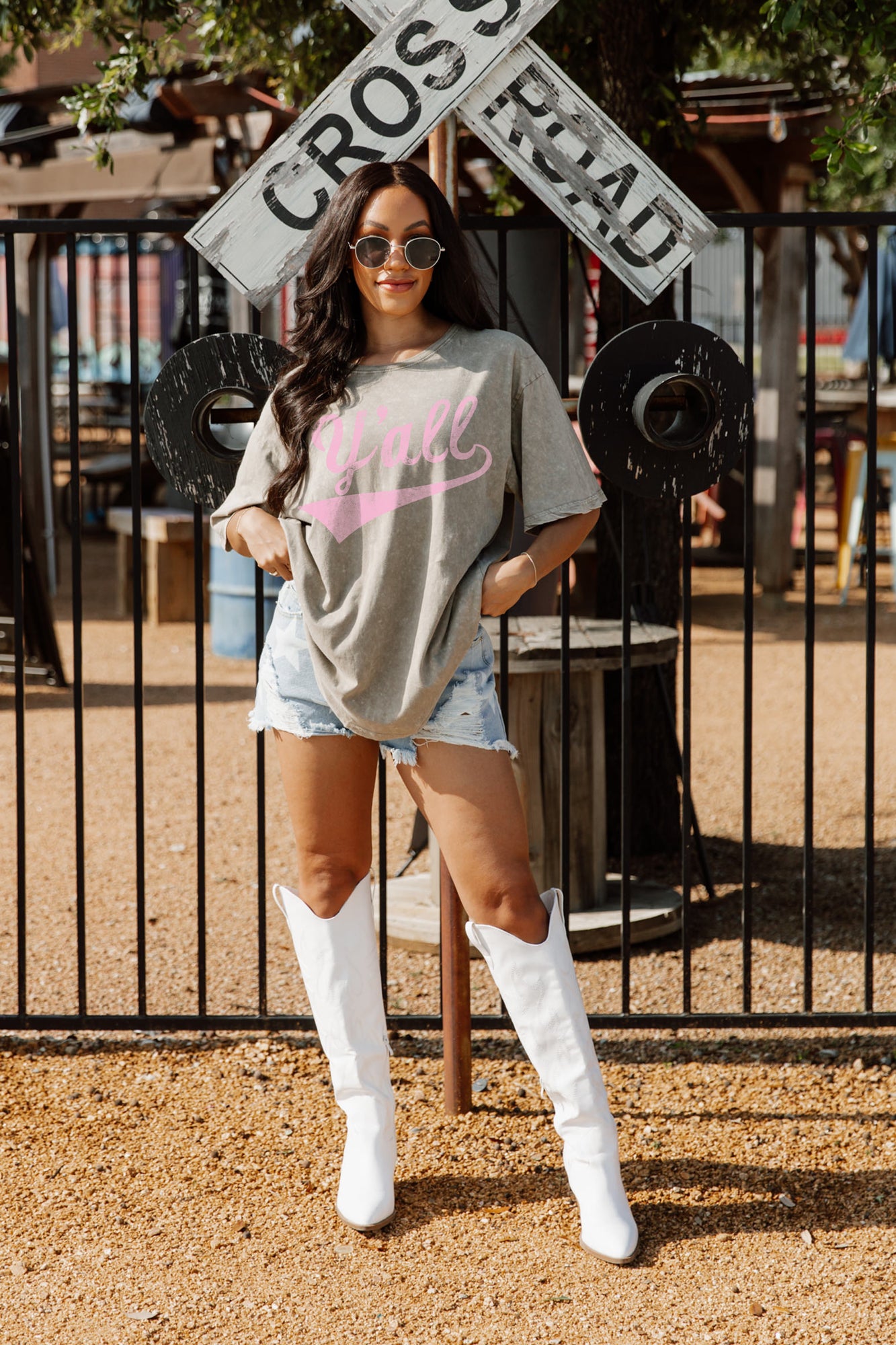 HEY Y'ALL VINTAGE WASH BOYFRIEND TEE