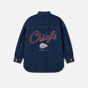 KANSAS CITY CHIEFS SHINE TIME OVERSIZED DENIM JACKET