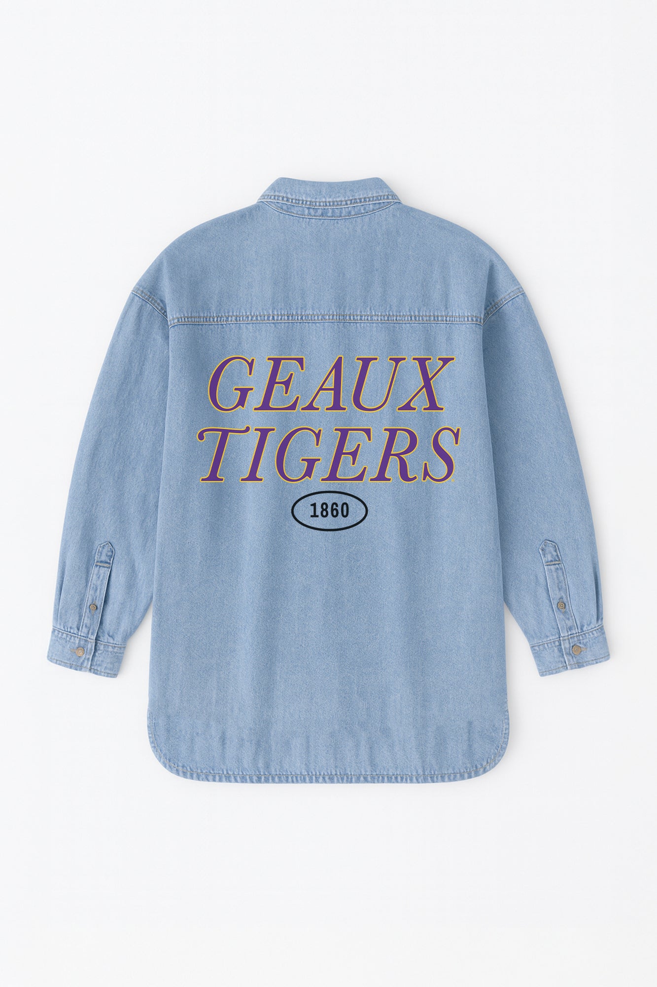 LSU TIGERS OVERSIZED DENIM JACKET