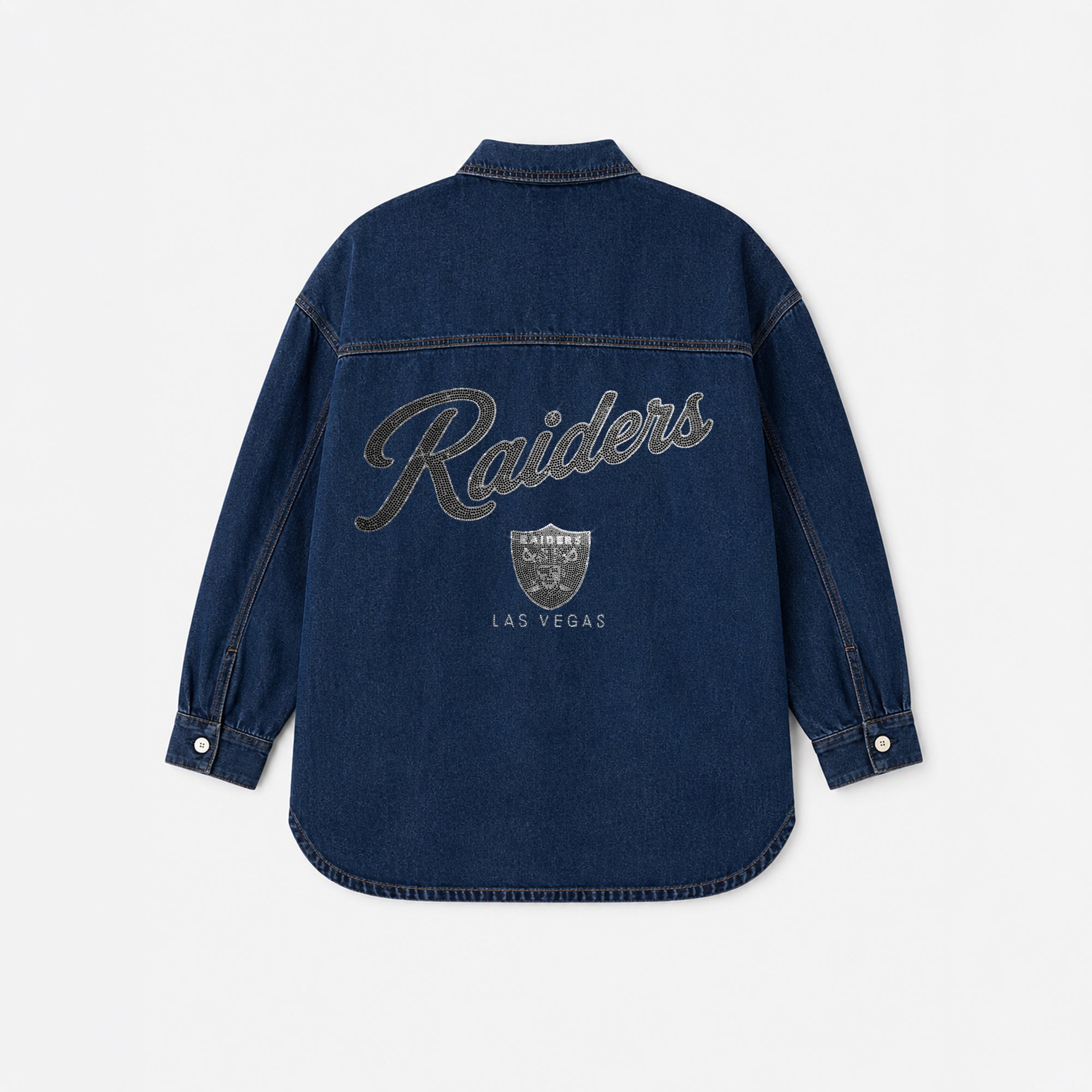 LAS VEGAS RAIDERS SHINE TIME OVERSIZED DENIM JACKET