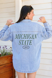 MICHIGAN STATE SPARTANS OVERSIZED DENIM JACKET