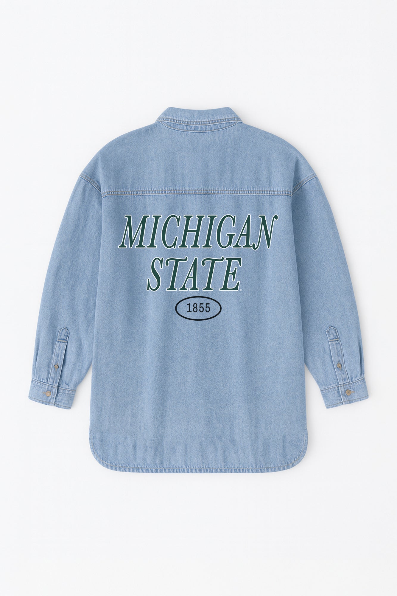 MICHIGAN STATE SPARTANS OVERSIZED DENIM JACKET