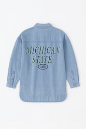 MICHIGAN STATE SPARTANS OVERSIZED DENIM JACKET