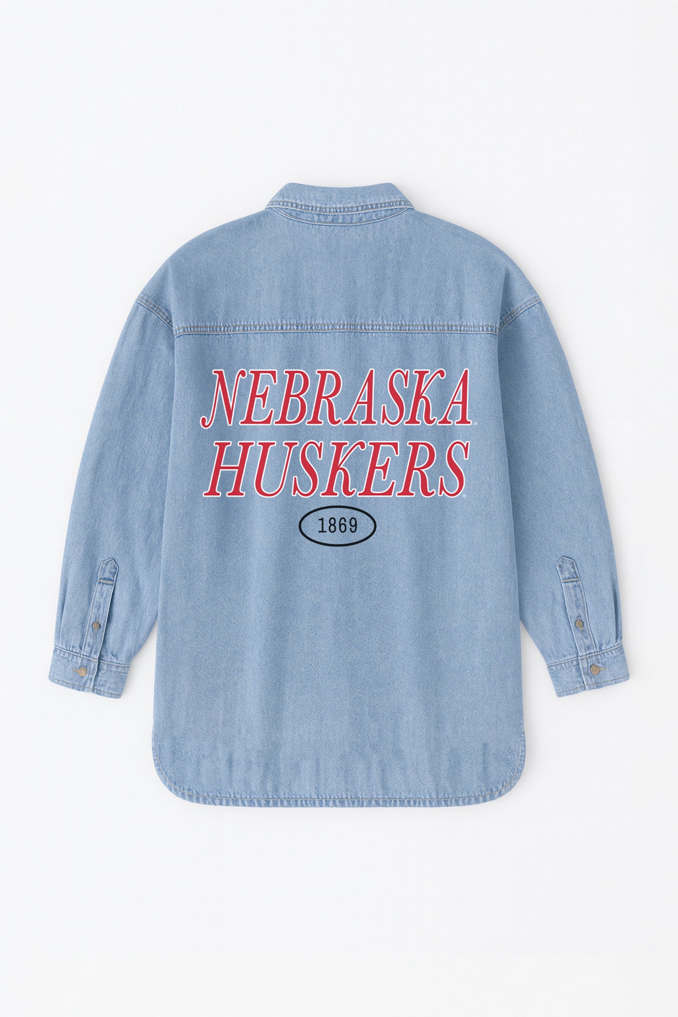 NEBRASKA CORNHUSKERS OVERSIZED DENIM JACKET