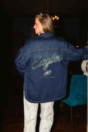 PHILADELPHIA EAGLES SHINE TIME OVERSIZED DENIM JACKET