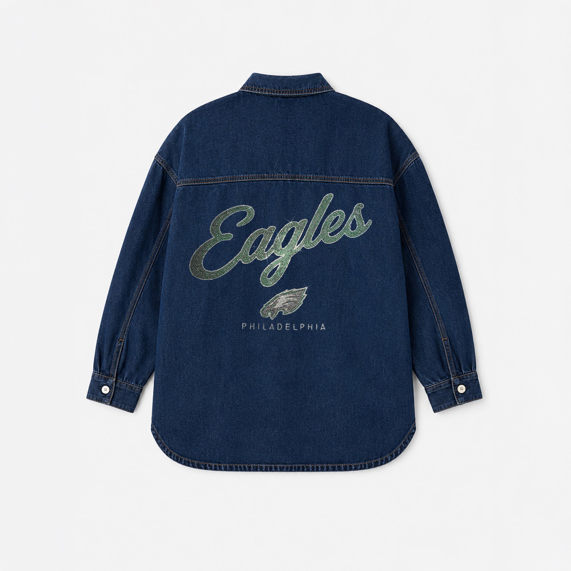 PHILADELPHIA EAGLES SHINE TIME OVERSIZED DENIM JACKET