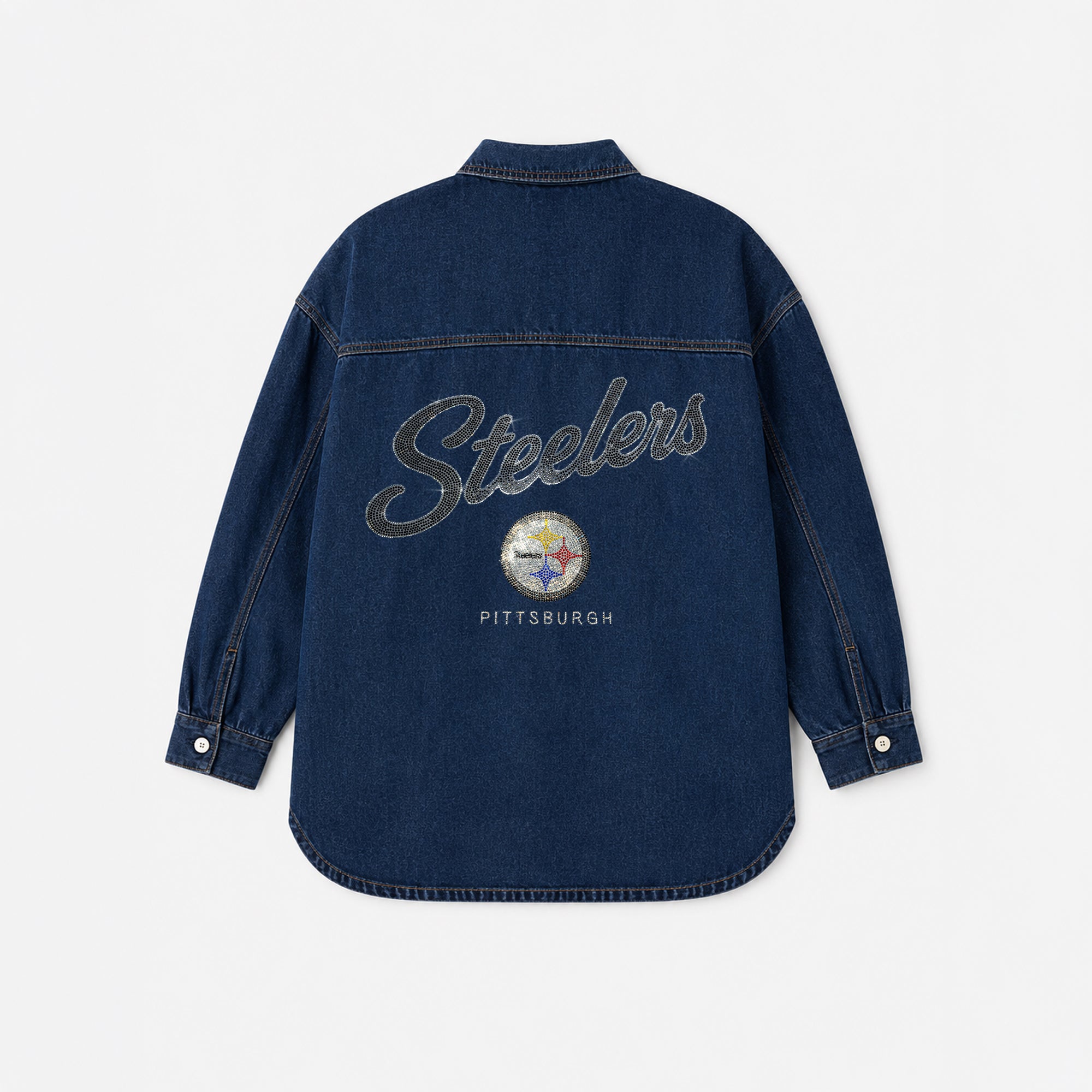 PITTSBURGH STEELERS SHINE TIME OVERSIZED DENIM JACKET
