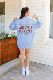 OHIO STATE BUCKEYES OVERSIZED DENIM JACKET