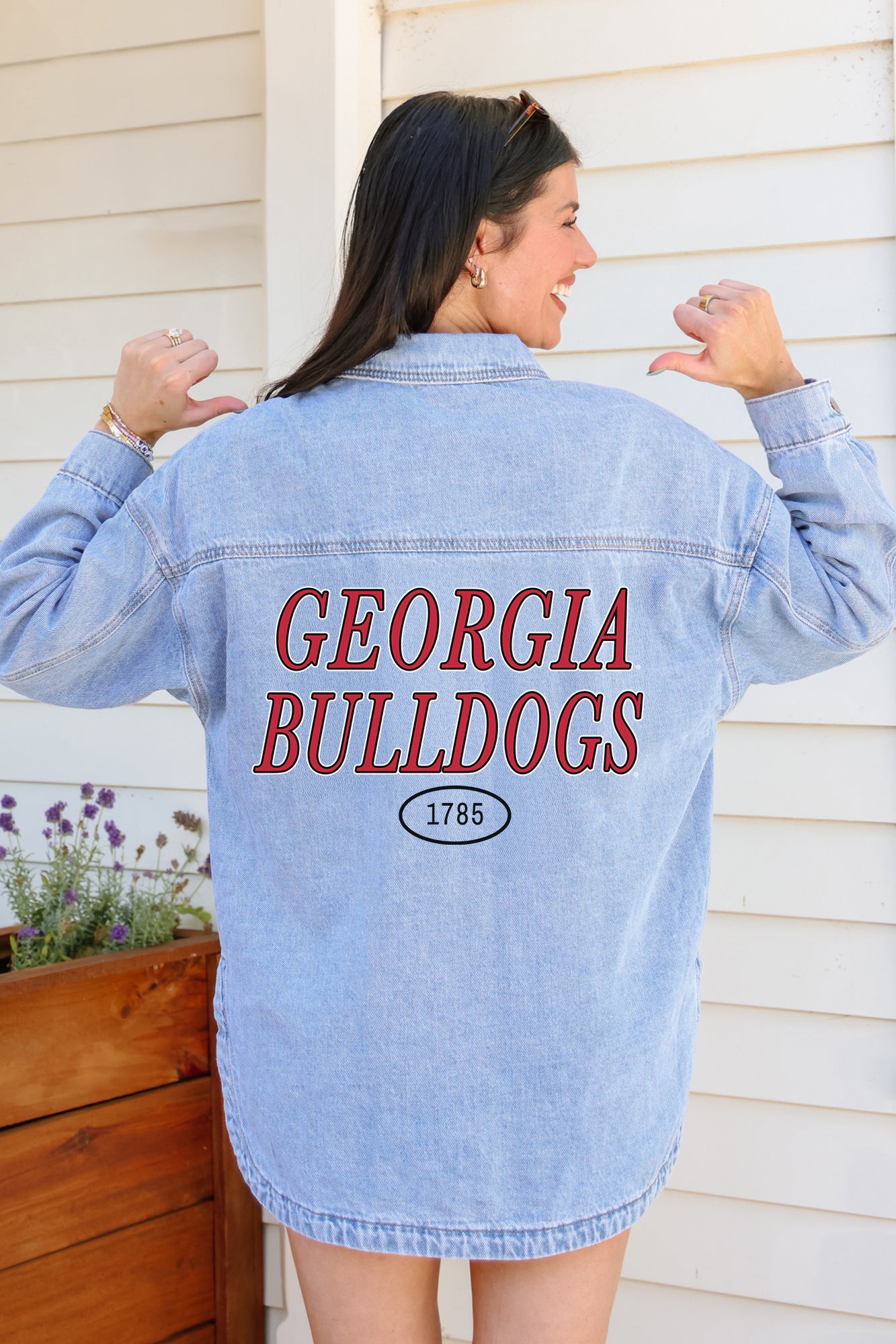 GEORGIA BULLDOGS OVERSIZED DENIM JACKET