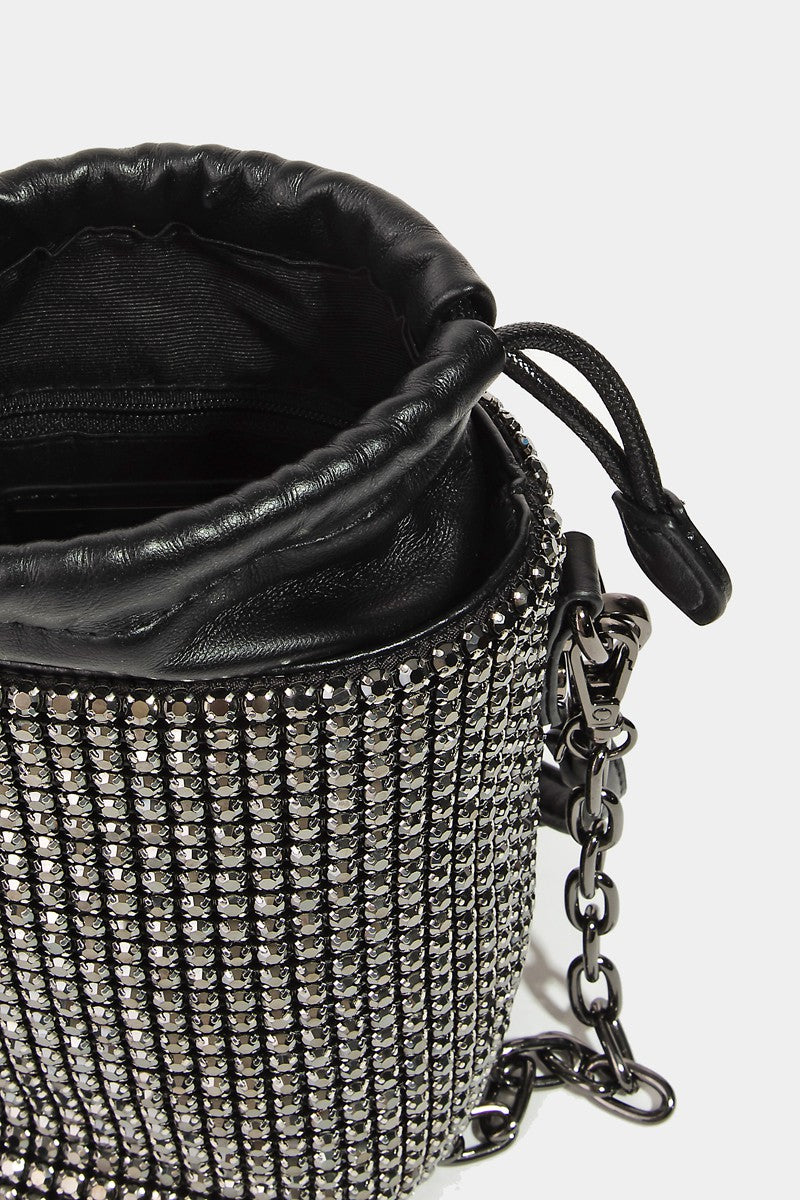 STADIUM STYLE PAVE RHINESTONE BUCKET BAG