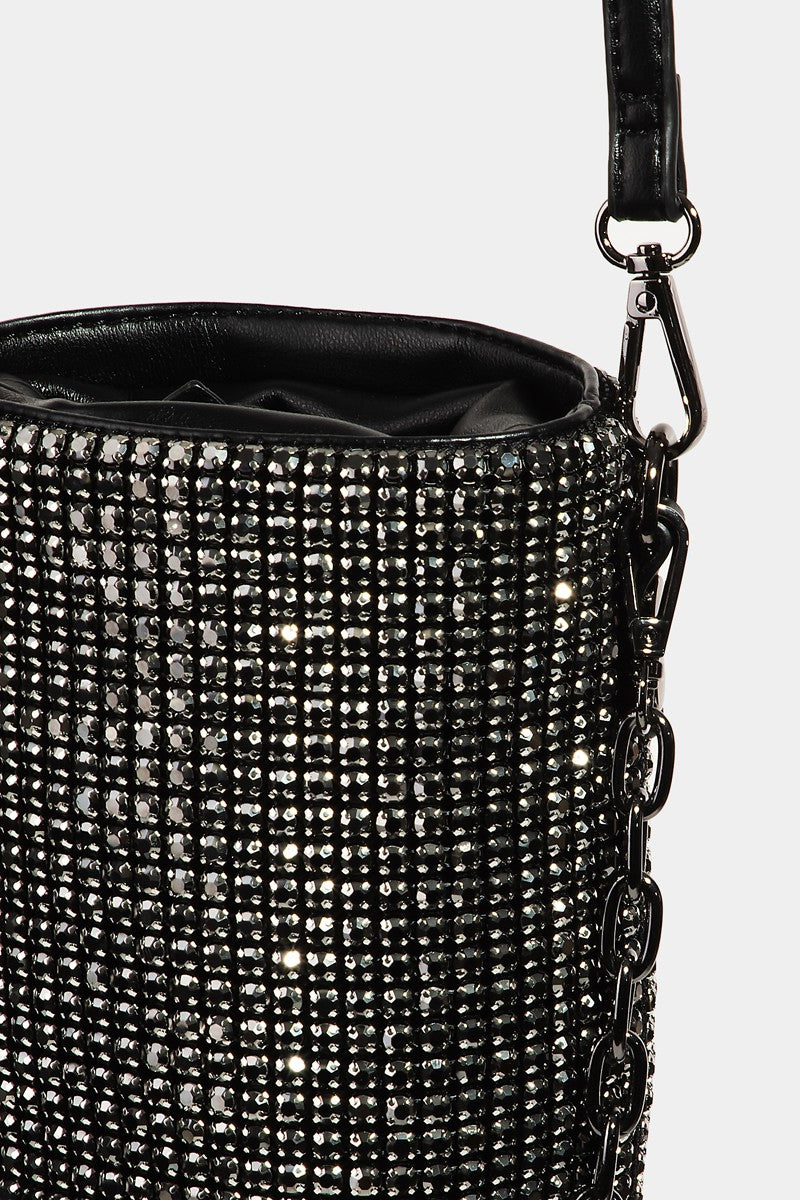 STADIUM STYLE PAVE RHINESTONE BUCKET BAG