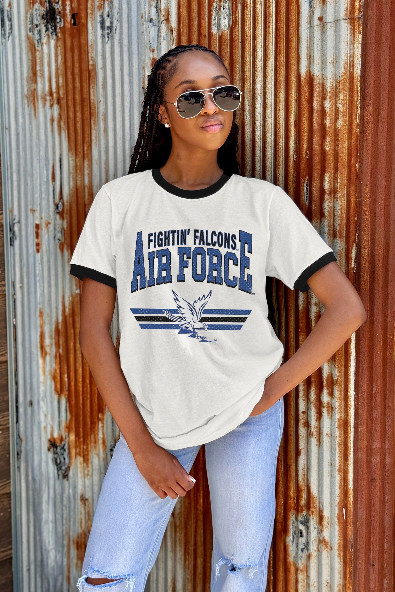 AIR FORCE FALCONS SWIFT STRIKE VINTAGE RINGER TEE