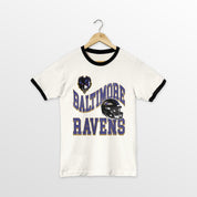 BALTIMORE RAVENS HARD EARNED VINTAGE RINGER TEE