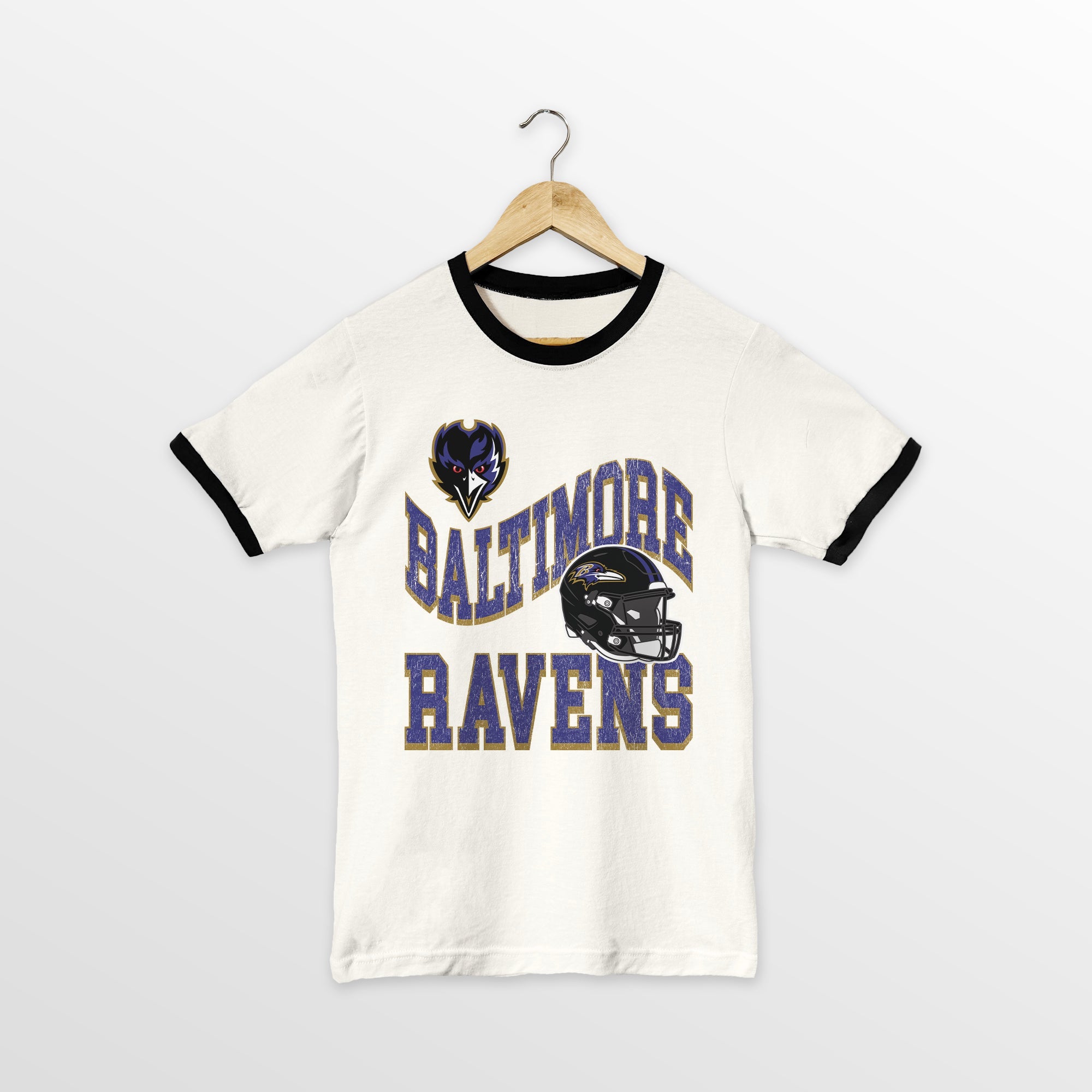 BALTIMORE RAVENS HARD EARNED VINTAGE RINGER TEE