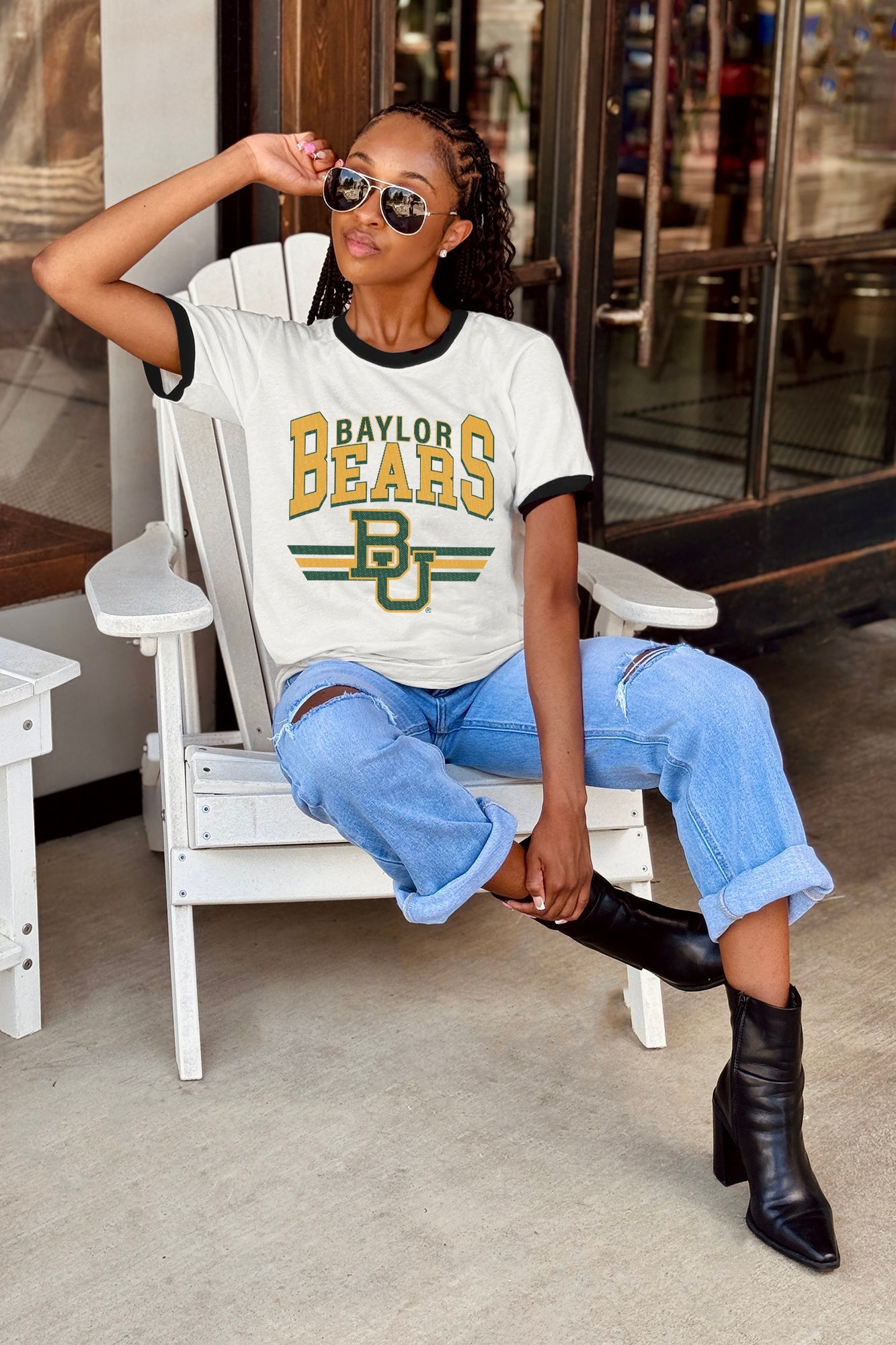 BAYLOR BEARS SWIFT STRIKE VINTAGE RINGER TEE