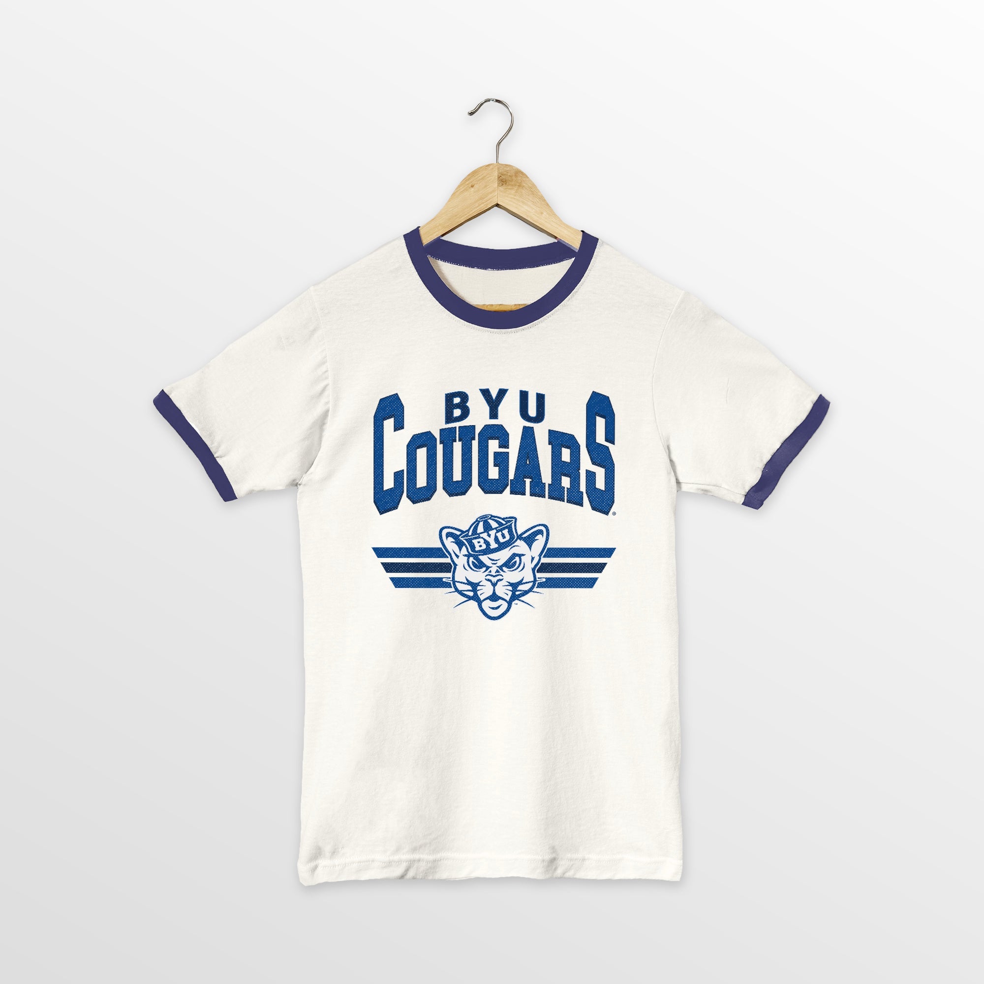 BYU COUGARS SWIFT STRIKE VINTAGE RINGER TEE