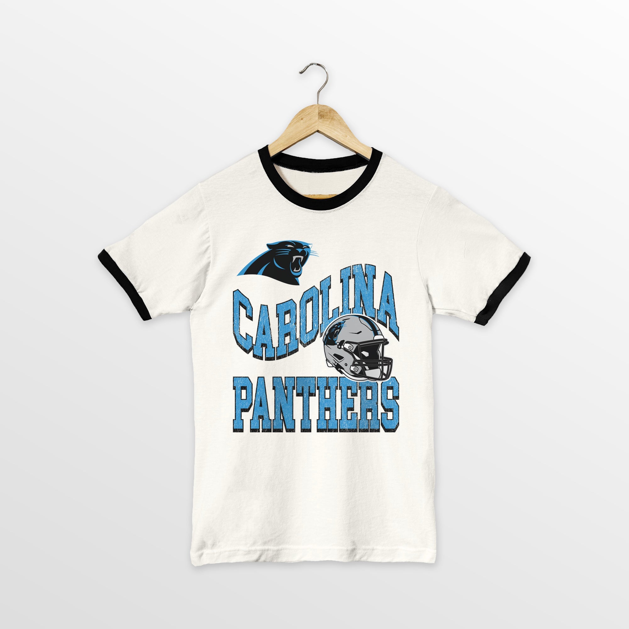 CAROLINA PANTHERS HARD EARNED VINTAGE RINGER TEE
