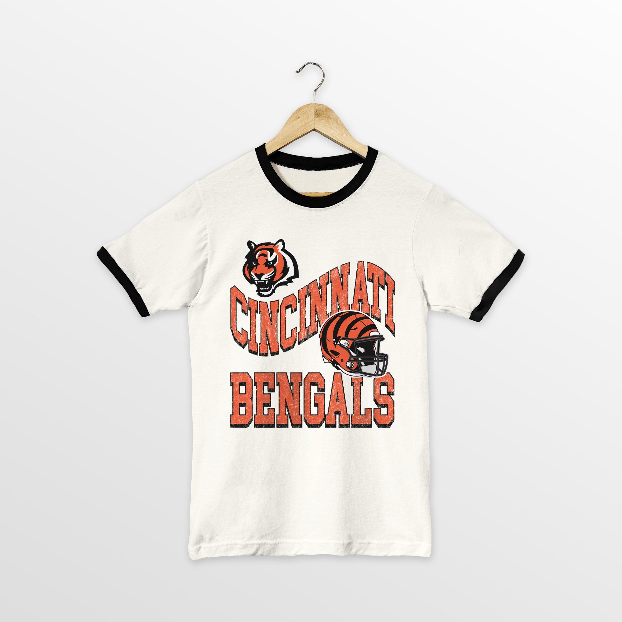 CINCINNATI BENGALS HARD EARNED VINTAGE RINGER TEE