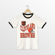 CLEVELAND BROWNS HARD EARNED VINTAGE RINGER TEE