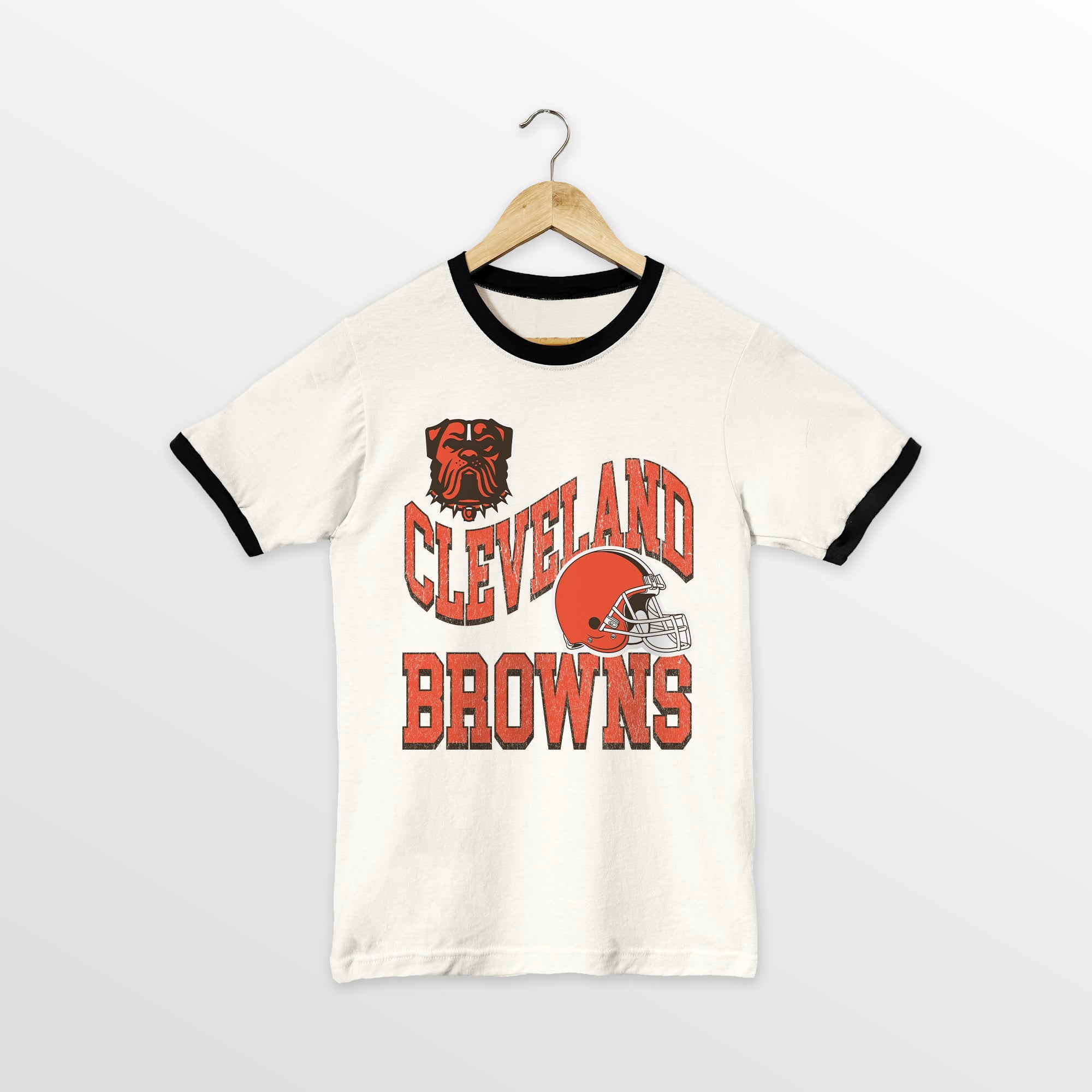 CLEVELAND BROWNS HARD EARNED VINTAGE RINGER TEE