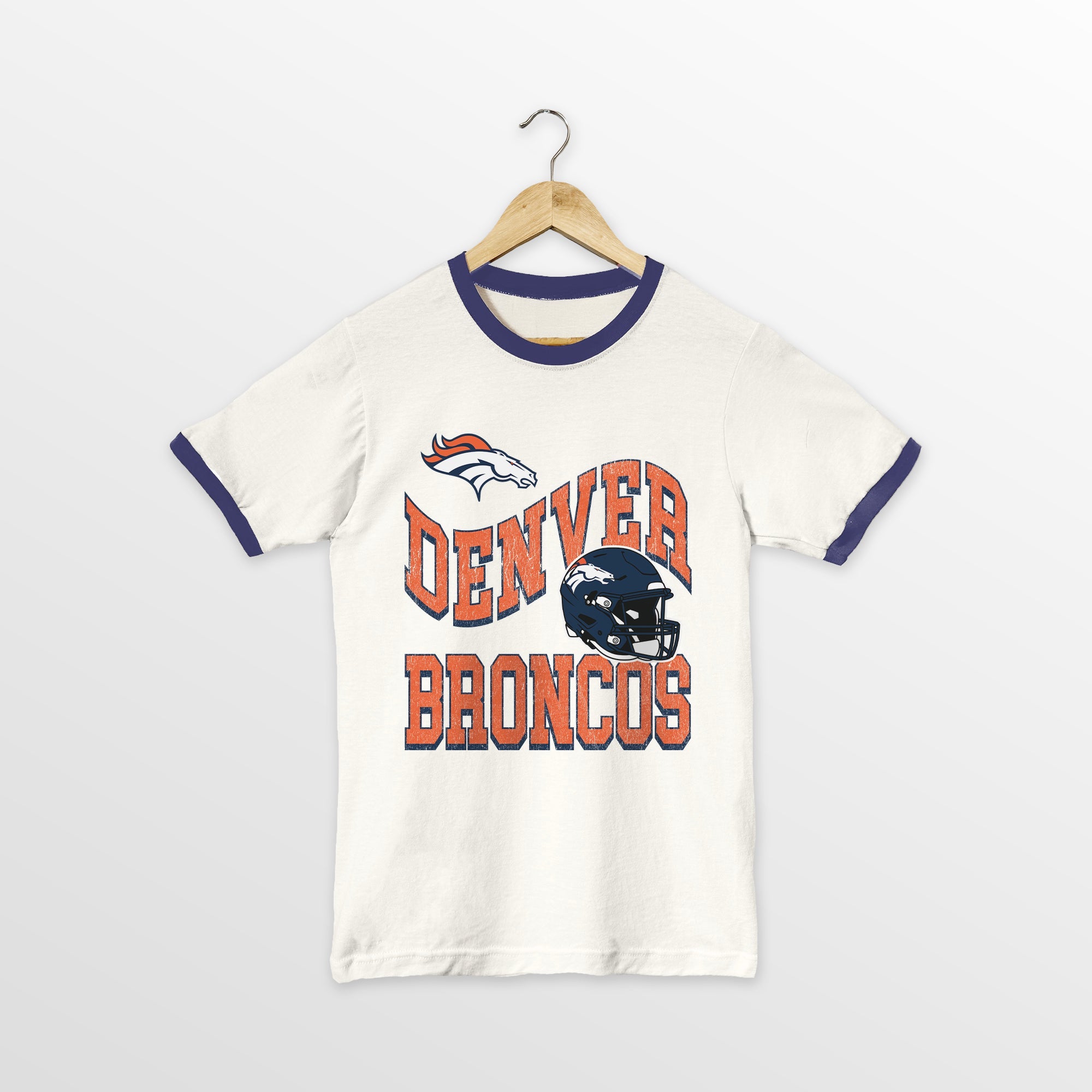 DENVER BRONCOS HARD EARNED VINTAGE RINGER TEE