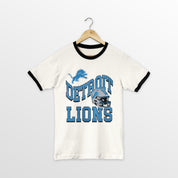 DETROIT LIONS HARD EARNED VINTAGE RINGER TEE