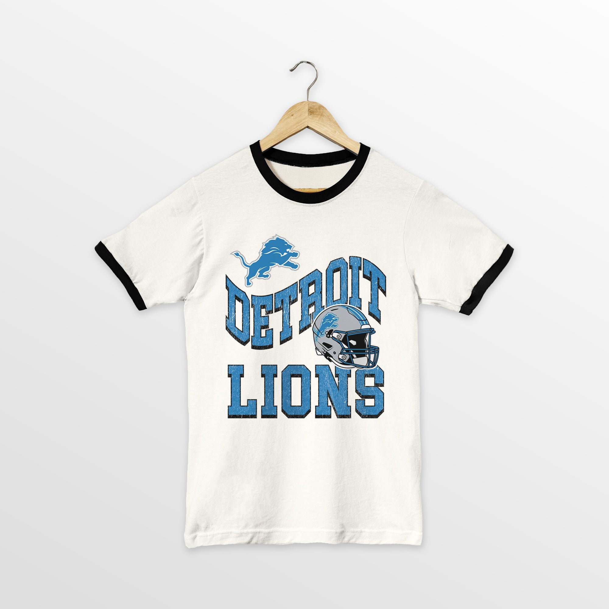DETROIT LIONS HARD EARNED VINTAGE RINGER TEE