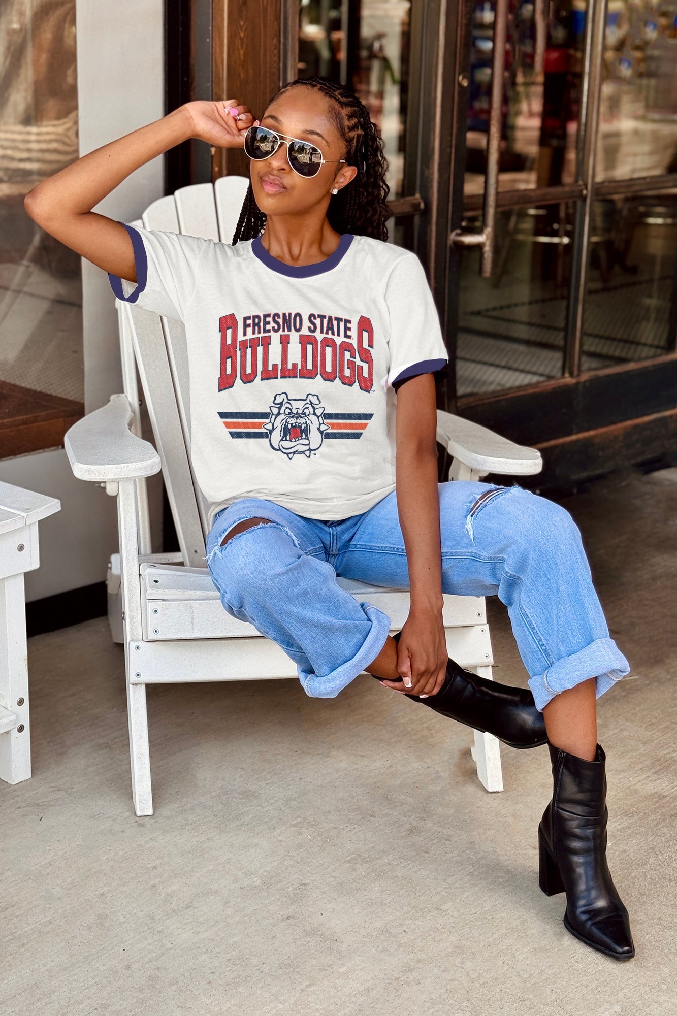FRESNO STATE BULLDOGS SWIFT STRIKE VINTAGE RINGER TEE
