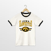 IOWA HAWKEYES SWIFT STRIKE VINTAGE RINGER TEE