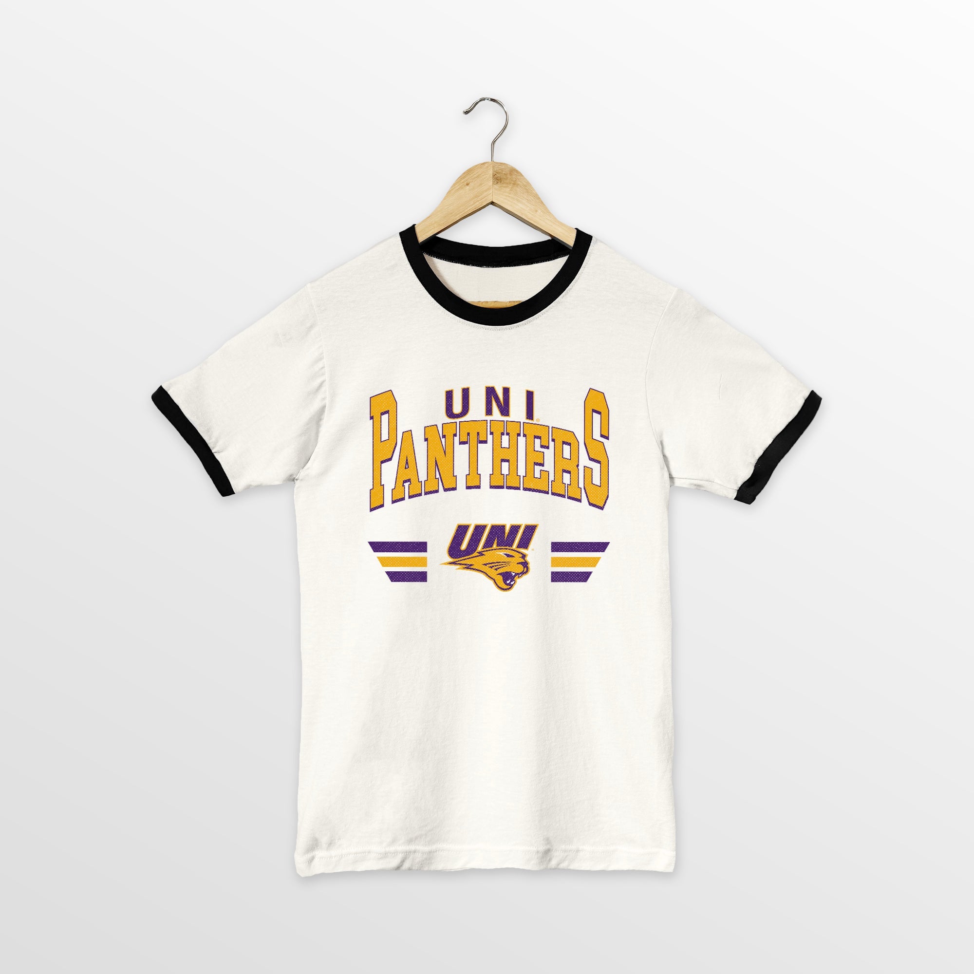 NORTHERN IOWA PANTHERS SWIFT STRIKE VINTAGE RINGER TEE