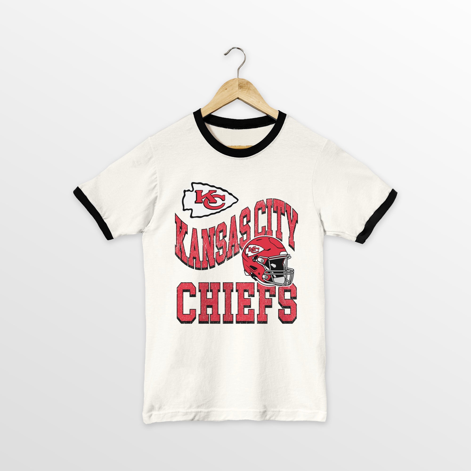 KANSAS CITY CHIEFS HARD EARNED VINTAGE RINGER TEE