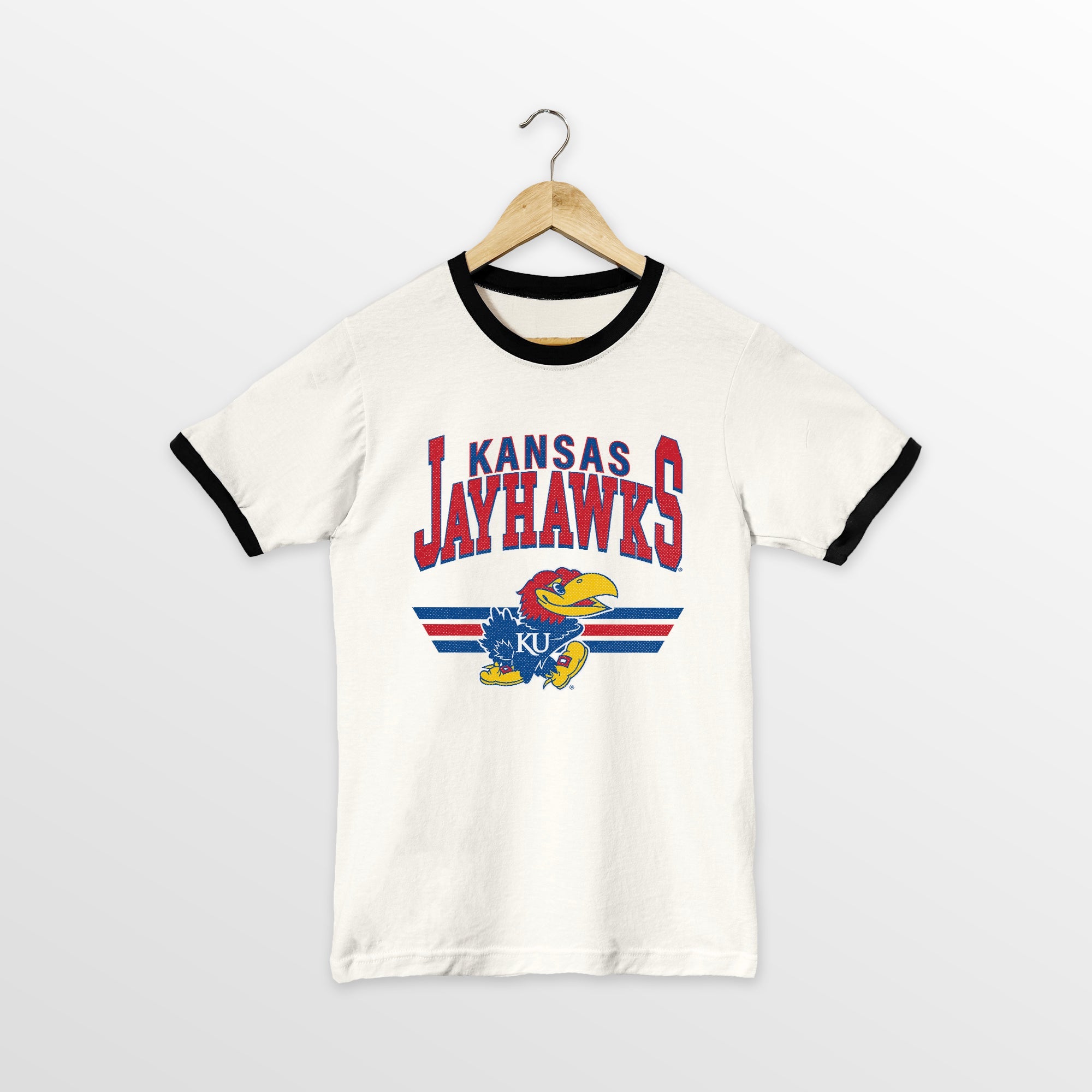 KANSAS JAYHAWKS SWIFT STRIKE VINTAGE RINGER TEE