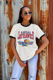 KANSAS JAYHAWKS SWIFT STRIKE VINTAGE RINGER TEE