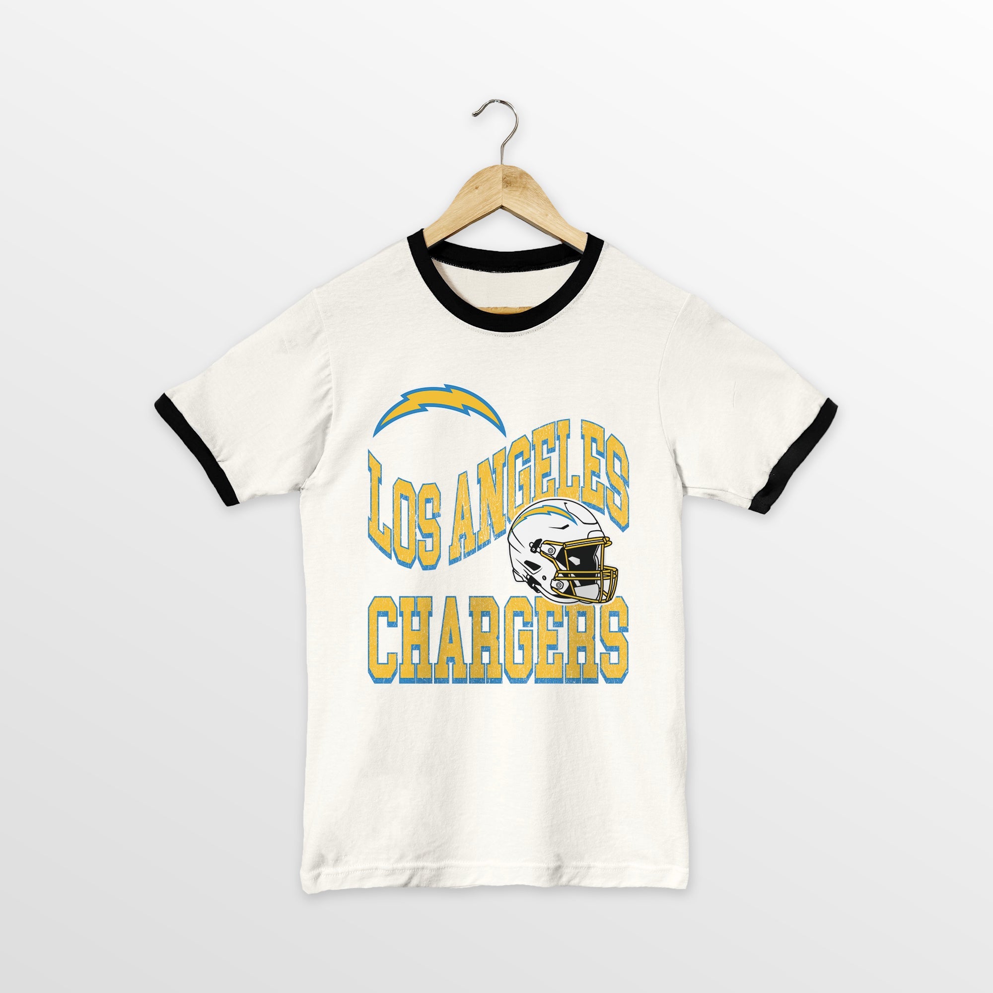 LOS ANGELES CHARGERS HARD EARNED VINTAGE RINGER TEE