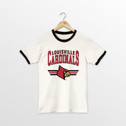 LOUISVILLE CARDINALS SWIFT STRIKE VINTAGE RINGER TEE