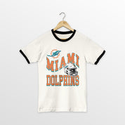 MIAMI DOLPHINS HARD EARNED VINTAGE RINGER TEE