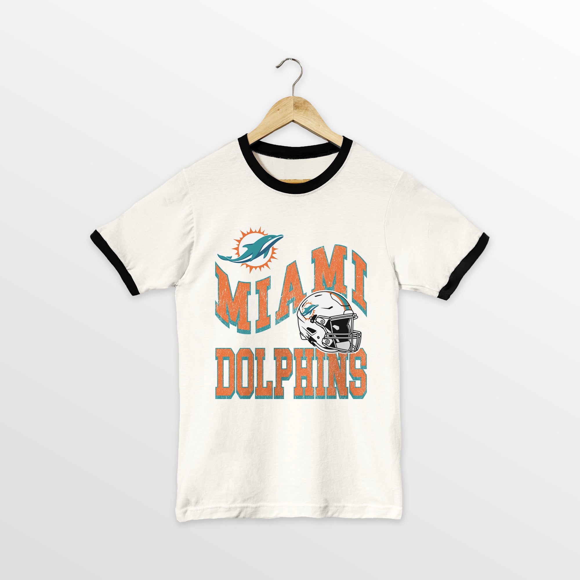 MIAMI DOLPHINS HARD EARNED VINTAGE RINGER TEE