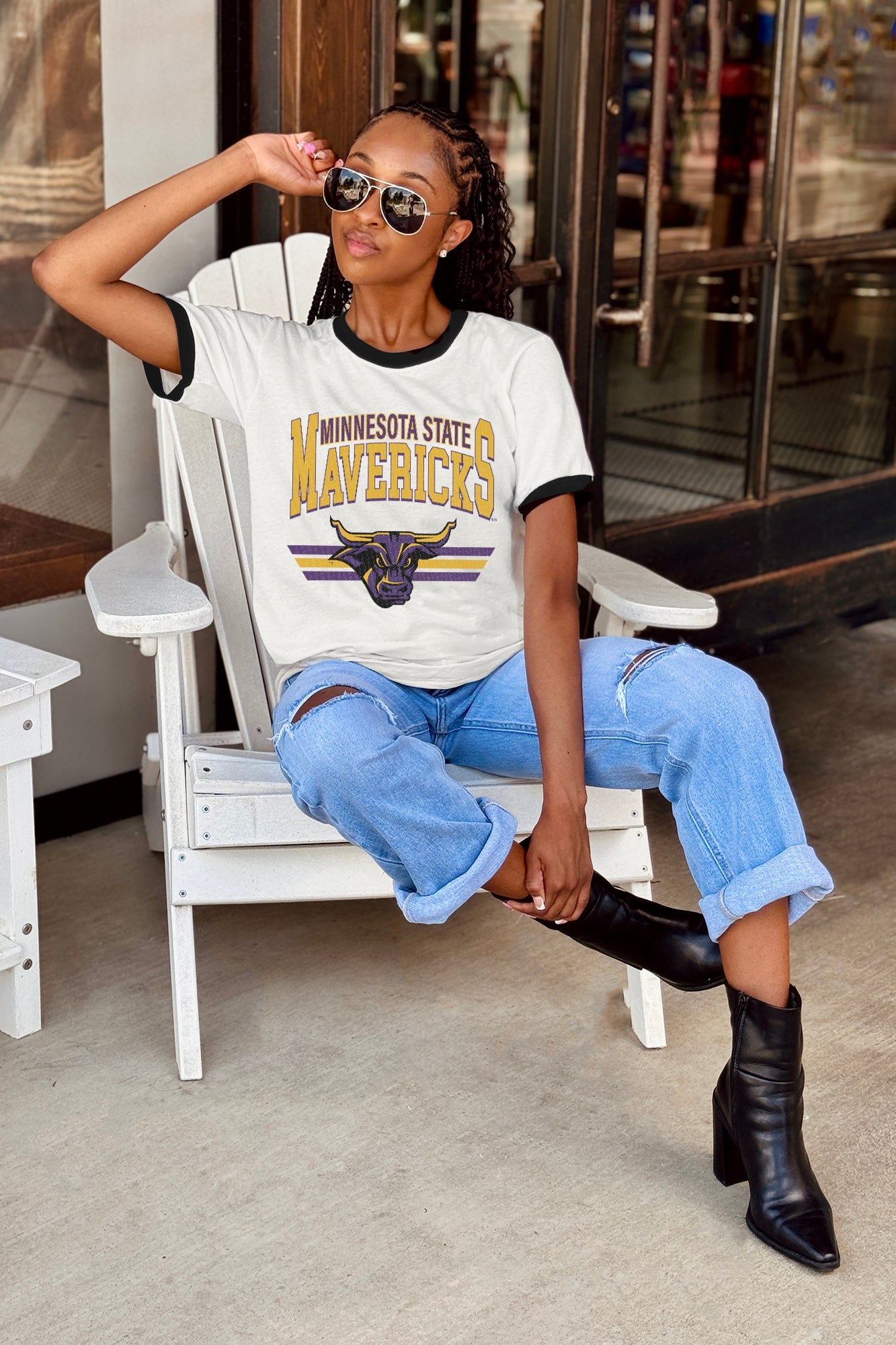 MINNESOTA STATE MANKATO MAVERICKS SWIFT STRIKE VINTAGE RINGER TEE