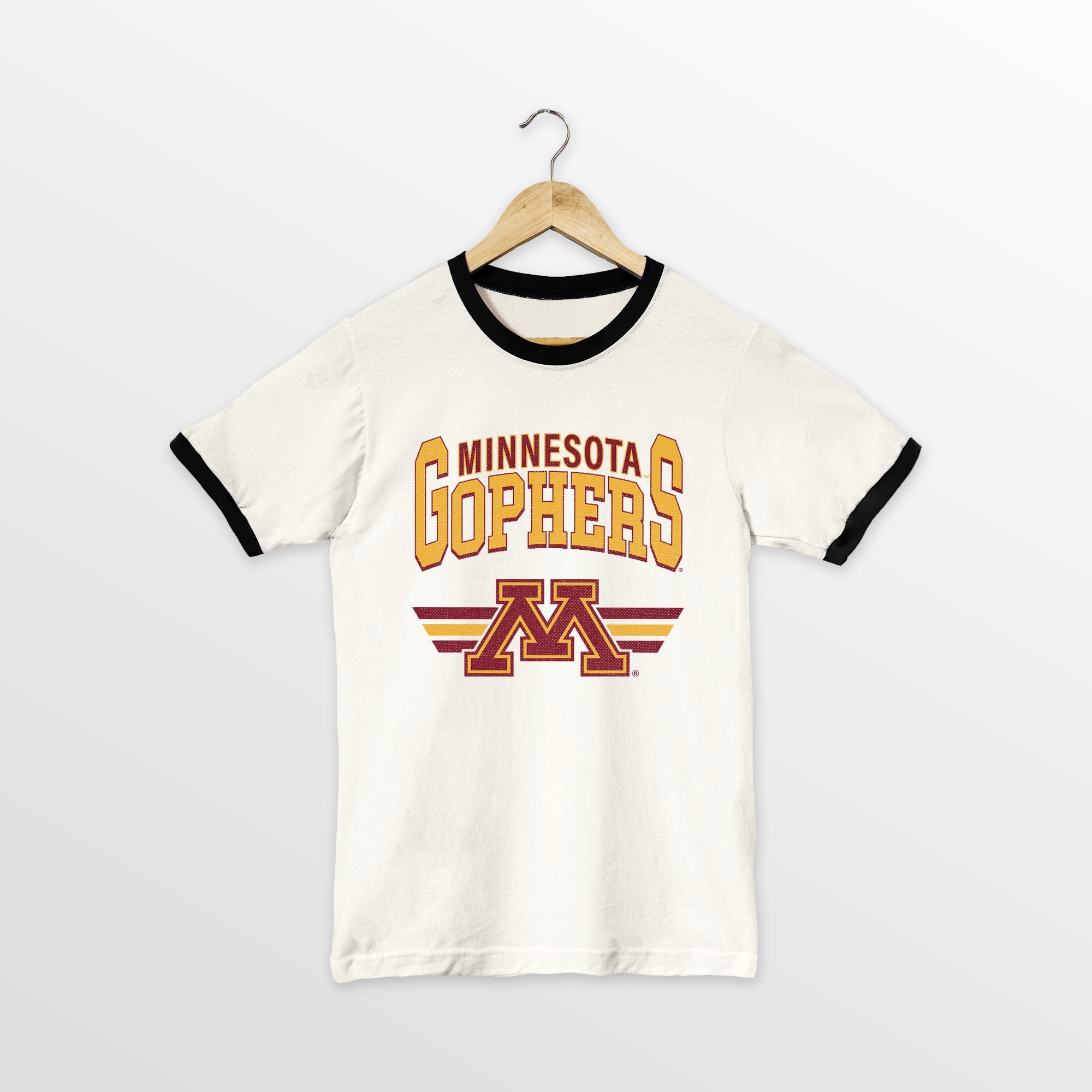 MINNESOTA GOLDEN GOPHERS SWIFT STRIKE VINTAGE RINGER TEE