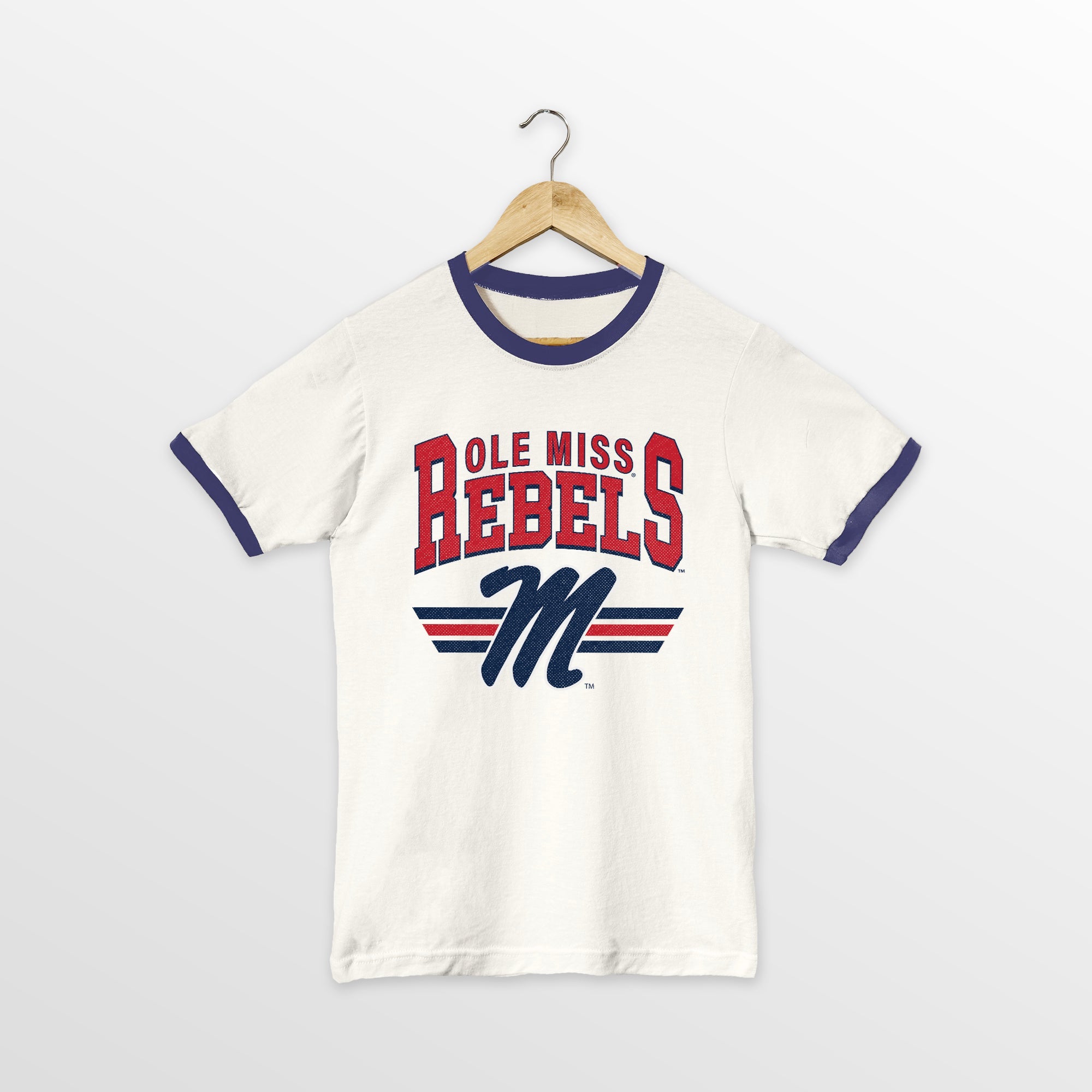 OLE MISS REBELS SWIFT STRIKE VINTAGE RINGER TEE