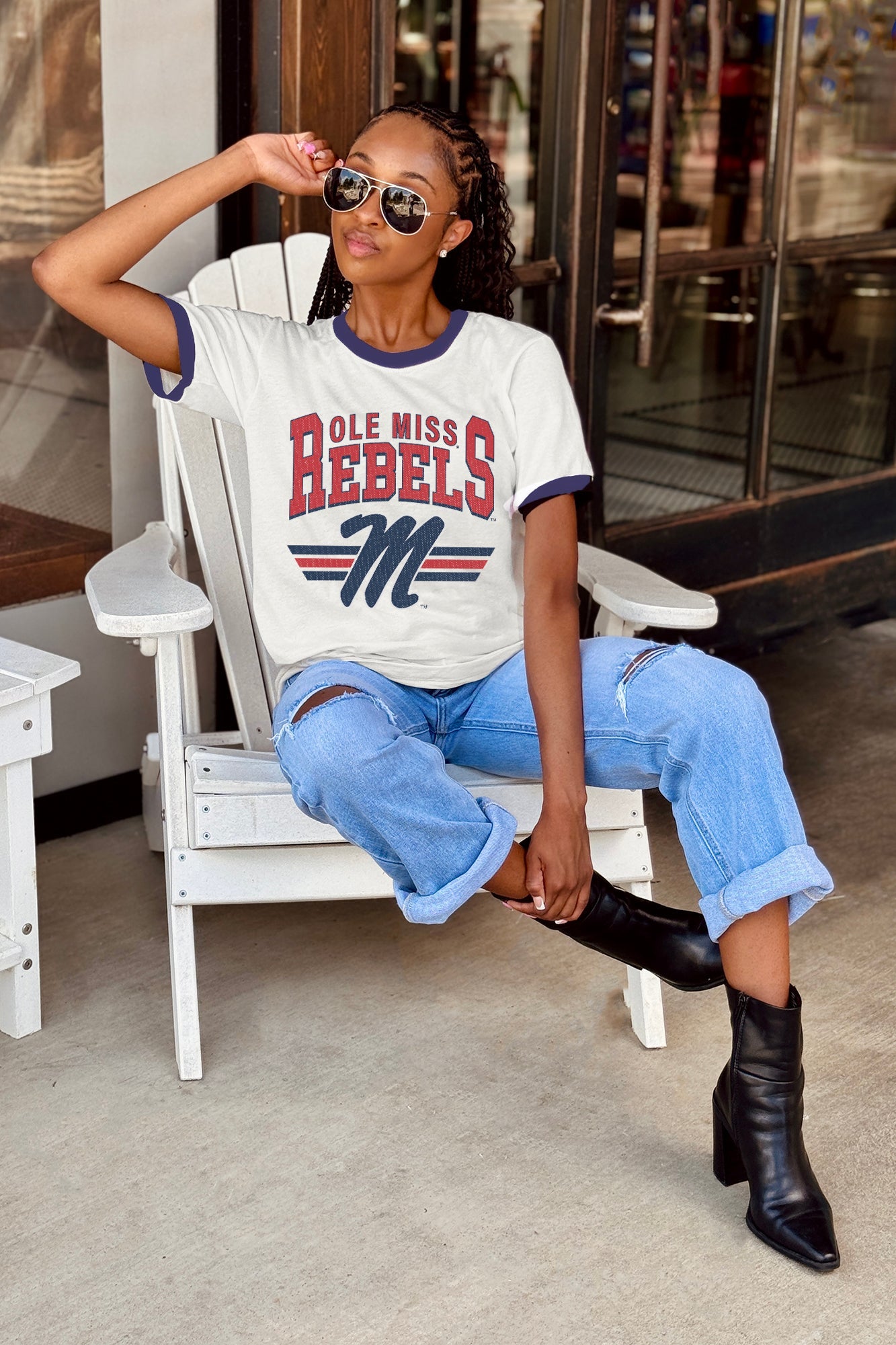 OLE MISS REBELS SWIFT STRIKE VINTAGE RINGER TEE