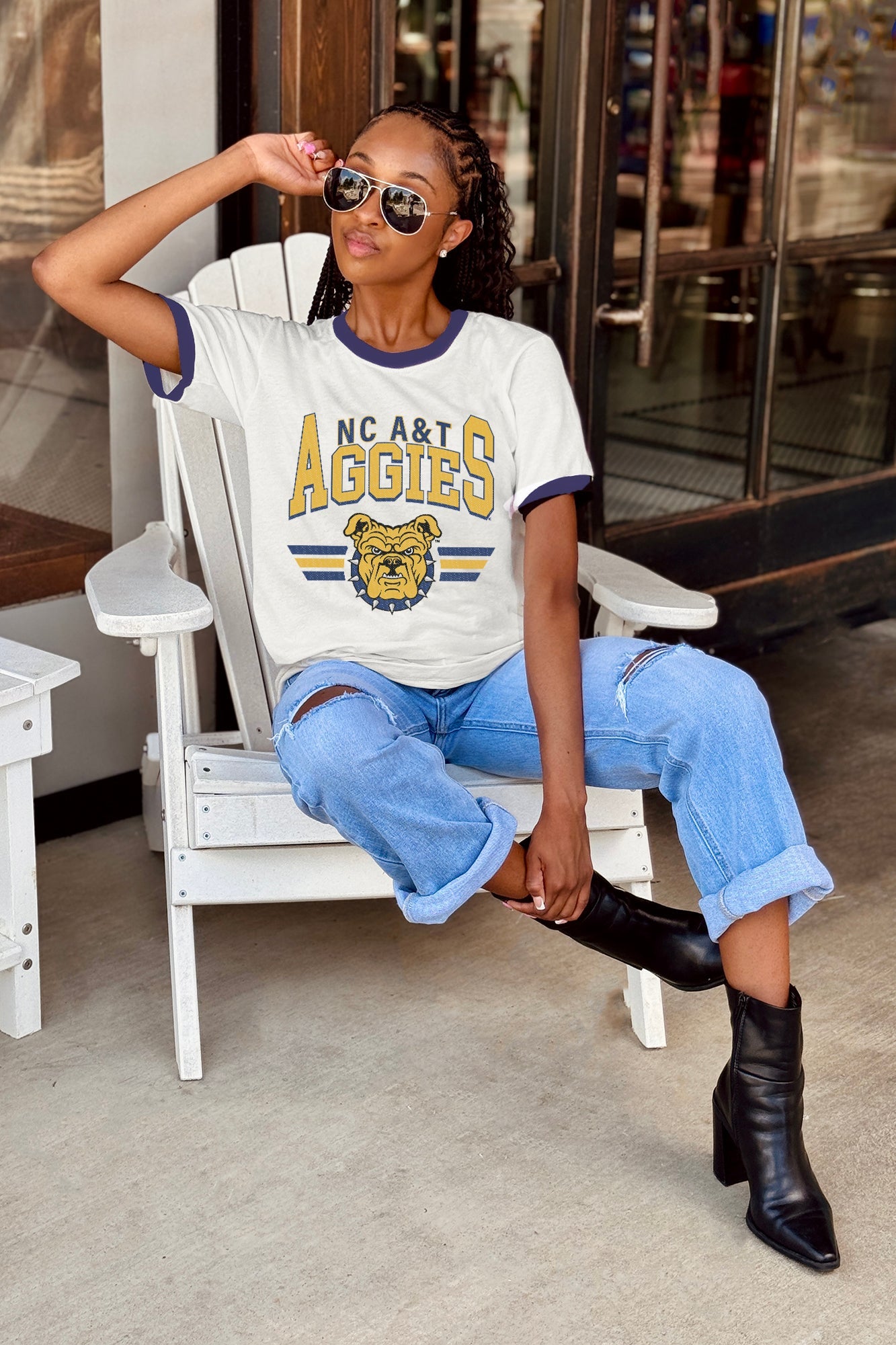 NORTH CAROLINA A&T STATE AGGIES SWIFT STRIKE VINTAGE RINGER TEE